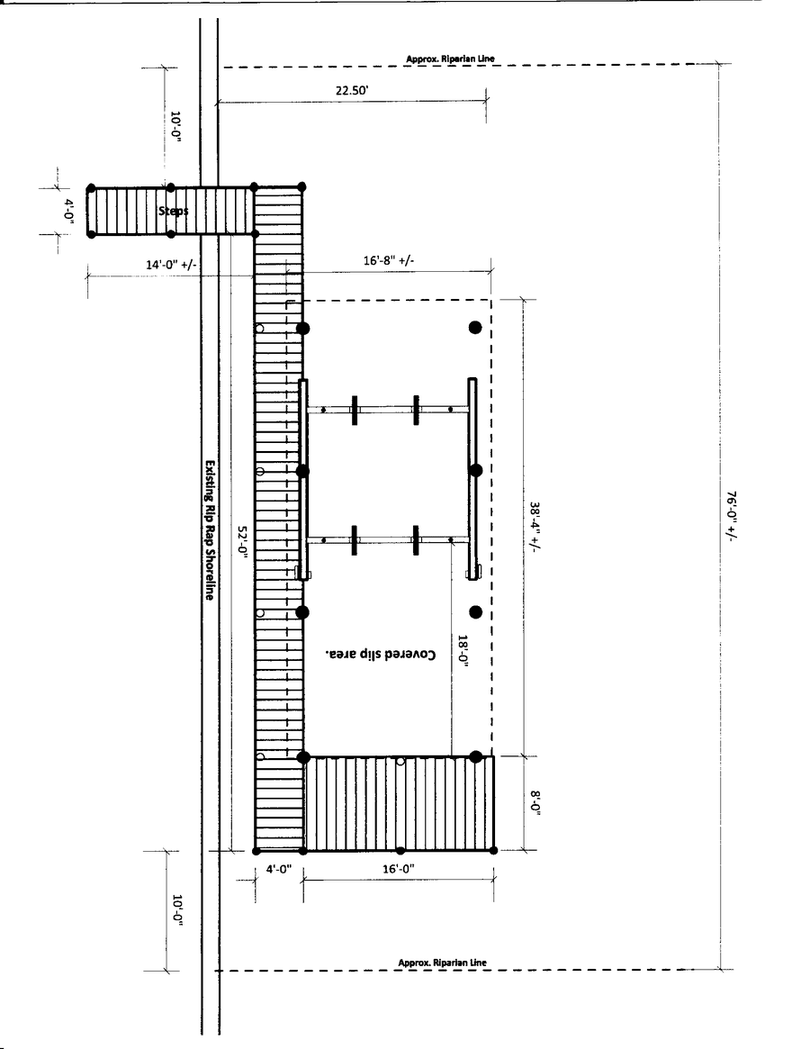 Detailed marine contractor dock and covered boat lift plan example