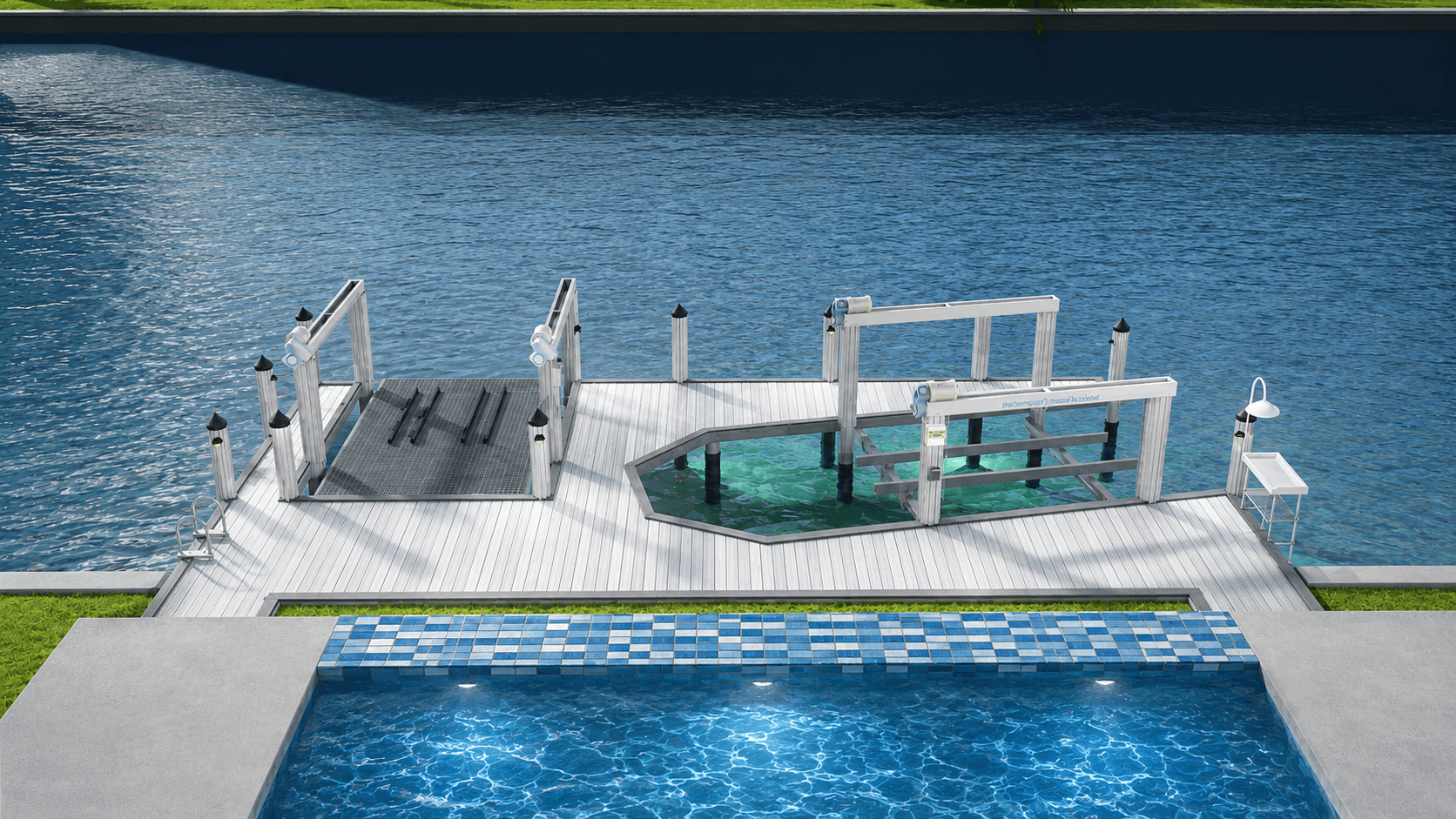 Residential Benck enhanced three-dimensional waterfront rendering